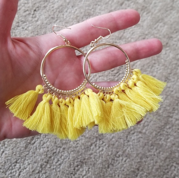 Gypsy Tassel Earrings Yellow Color - Picture 3 of 4